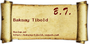 Baksay Tibold névjegykártya